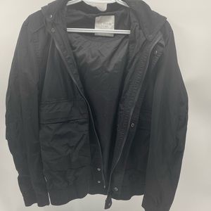 NEWEAR WOMEN JACKET HOODIE WINDBREAKER LARGE BLACK FULL ZIP NWOT